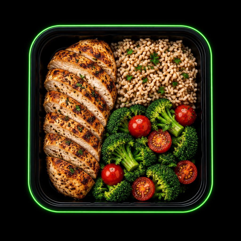 Marmita fitness com frango e brócolis
